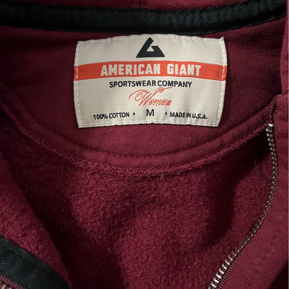 American Giant Vault Zip Hoodie Red Size Medium - Picture 4 of 8